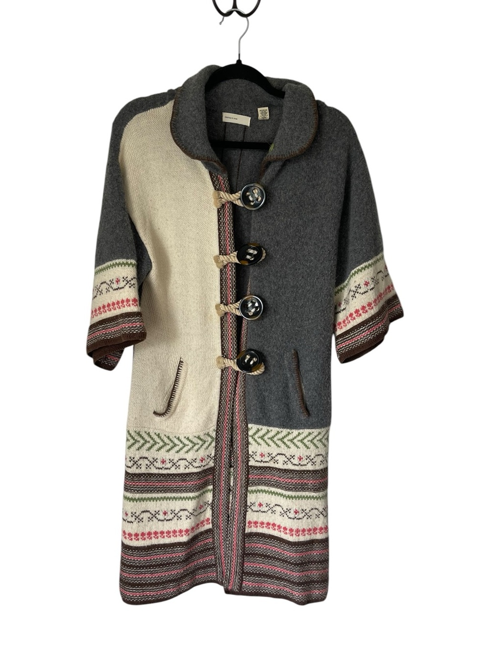 Sleeping On Snow Toggle Knit Cardigan with Nordic Border